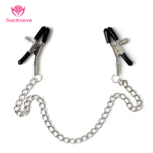 SacKnove 0088S Couples Women Slave Sex Toy Bdsm Bondage Nipple Clip Fetish Metal Iron Nipple Clamps With Chain